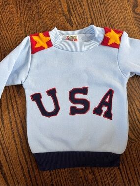 Kids Light Blue USA Pullover Sweatshirt with Red & Yellow Star Accents